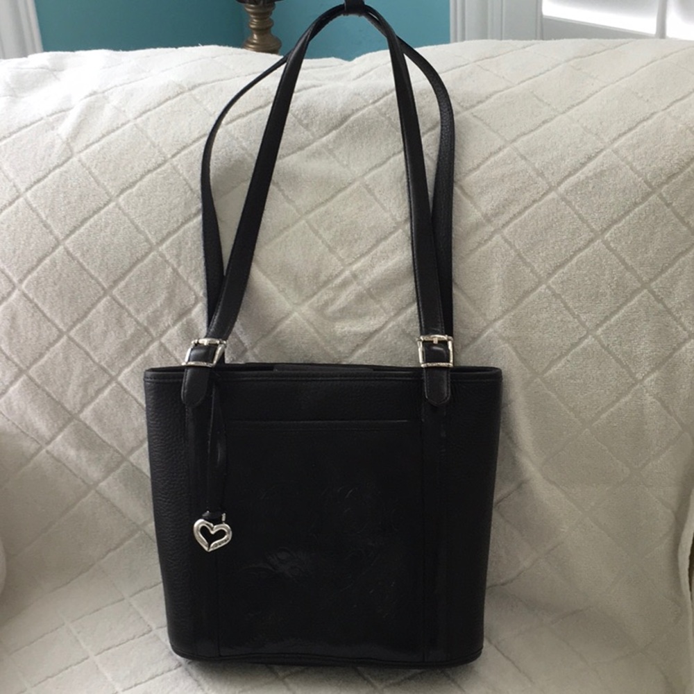 Brighton Black Leather Bucket Style Handbag Heart